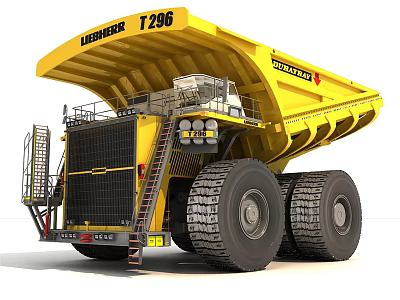 Liebherr T296 Mining Dump Truck With Large Tires Yellow Dump Body And Cab 3d model