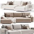Modern Sectional Sofas In Neutral Tones With Pillows And Soft Throw Blankets 3d model