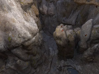 Natural Cave Interior With Rocky Formations Rough Rock Walls And Uneven Ground 3d model