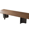 Modern Dining Table With Long Wooden Surface And Sturdy Black Metal Legs