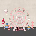 Window Display Featuring Pink Ferris Wheel Hot Air Balloon Christmas Trees Gift Boxes And Cake Decorations