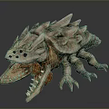 Fierce Spiked Shell Game Movie Character With Red Eyes Open Mouth And Sharp Teeth