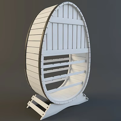 Modern White Curved Display Shelf with Layered Storage Racks and Sleek Design 3d model