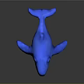 Blue Cartoon Whale 3D Model With Shiny Surface And Playful Eyes