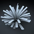 Green Succulent Plant with Radial Arrangement of Textured Leaves in 3D Rendered Form