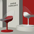 Modern Leisure Chairs Featuring Transparent Body Red And White Rounded Base Minimalist Design