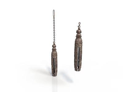 Decorative Metal Earrings As Daily Life Products With Hanging Chain Design 3d model