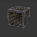 Rustic Metal Cube Structure with Grid Pattern Surface Design on Dark Reflective Background 3d model