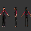 Game Movie Character With Short Hair Black Vest Red Long Sleeves Tight Pants High Heels