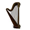 Beautiful Detailed Vintage Wooden Harp Featuring Ornate Golden Decorations And Strings