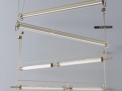 Modern Minimalist Metal Linear Chandelier With Sleek Hanging Rods For Contemporary Interiors 3d model
