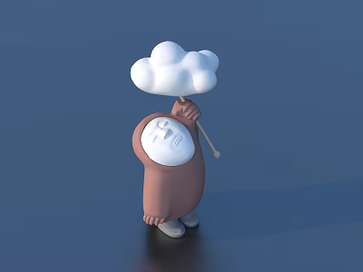 Cute Cartoon Alarm Clock With White Cloud Design For Daily Home Living Use 3d model