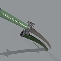 Traditional Japanese Katana Weapon With Green Handle Scabbard And Metal Blade Design