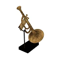 Commercial Equipment Elegant Golden Trumpet Display With Black Stand Base