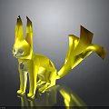 Yellow Animal with Long Ears Yellow and Orange Tail Pendant on Dark Background with Reflection