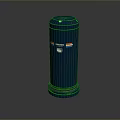 Blue Cylindrical Military Weapon With Orange White Stripes And Durable Structure