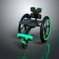 Modern Ergonomic Wheelchair Design With Green Accents On Wheels Footrest And Seat