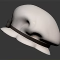 White Beret Hat Featuring Gray Bow Decoration for Stylish Fashion Look