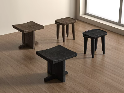Modern Wooden Side Tables With Square Top And Various Colors For Living Room Decor 3d model