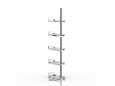 Silver Multi Tier Kitchen Storage Rack With Transparent Shelves For Organizing Utensils 3d model
