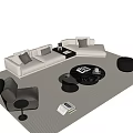 Modern Sofa Coffee Table Set With Throw Pillows Striped Rug Floor Lamp And Accent Chair