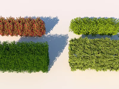 Different Colored Shrub Bushes For Garden Landscaping With Red And Green Tones 3d model