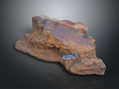 Natural Stone and Wood Decorative Piece with Rough Texture Earthy Tones and White Patches 3d model