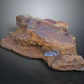 Natural Stone and Wood Decorative Piece with Rough Texture Earthy Tones and White Patches
