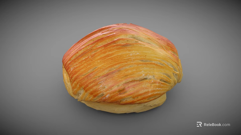 Golden Striped Artisan Bread With Flaky Crust And Freshly Baked Texture 3d model 