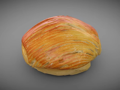 Golden Striped Artisan Bread With Flaky Crust And Freshly Baked Texture 3d model