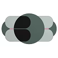 Modern Abstract Shaped Rug With Purple Black Pink Geometric Patterns
