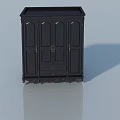 Classic Black Wooden Storage Cabinet With Hinged Doors Metal Handles And Decorative Base