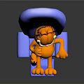 Garfield The Lazy Cat Sitting Relaxed On Blue Armchair With Orange Fur