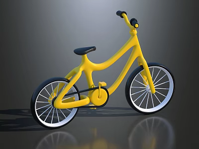 Yellow Kids Bicycle With Black Seat Handlebars And White Rim Wheels Design 3d model