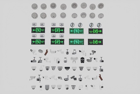 Monitor the fire sprinkler at the safety exit 3d model