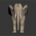 Wooden Elephant Model with Long Tusks Standing on Dark Background and Smooth Texture