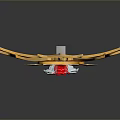Golden Accented Red Wooden Shield With Central White Red Flower Star Accents