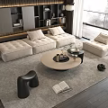 Sofa Coffee Table Combination Sofa Coffee Table Three-Seater Sofa Living Room 3d model