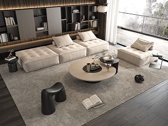 Sofa Coffee Table Combination Sofa Coffee Table Three-Seater Sofa Living Room 3d model