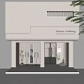 Modern Fashion Clothing Storefront With Glass Doors Display Windows And Mannequins