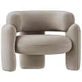 Modern Light Beige Velvet Accent Chair With Rounded Arms And Plush Seat Design
