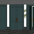 Modern Dark Gray Double Doors With Golden Handles In Marble Floor Interior