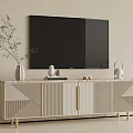 Elegant Light Luxury TV Cabinet With Marble Top For Warm Neutral Living Room Interior