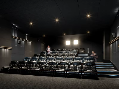 Modern Cinema Interior With Comfortable Seats And Lighting 3d model