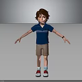 3D Boy Character Model With Blue Polo Shirt Brown Shorts Red Socks And White Shoes