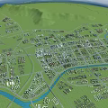 Aerial Planning of Urban Layout with River Green Spaces and Road Network