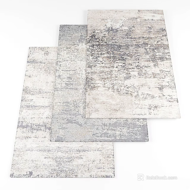 Modern Square Rugs With Abstract Gray And White Patterns For Home Decor 3d model 