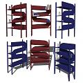 Multiple Modern Spiral Design Shelving Units in Red and Blue Colors