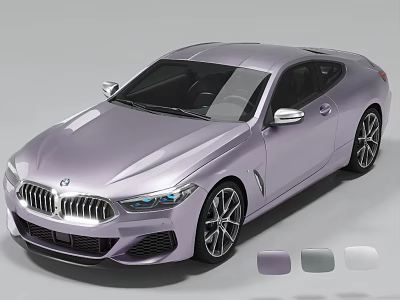 BMW Modern Coupe Car In Light Purple With Alloy Wheels LED Headlights And Color Options 3d model