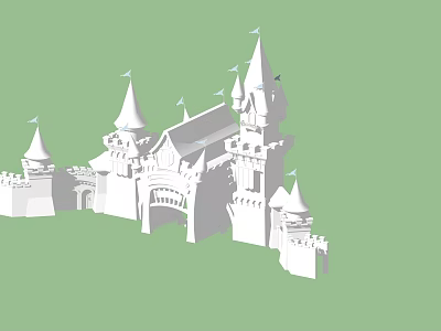 Ancient Architecture Castle Design With Spires Towers And Arched Gateways 3d model